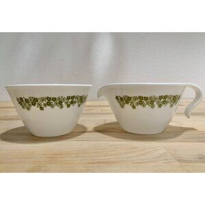 Rare Vintage Corelle Crazy Daisy Spring Blossom Hook Handle Cream Sugar Bowl Set